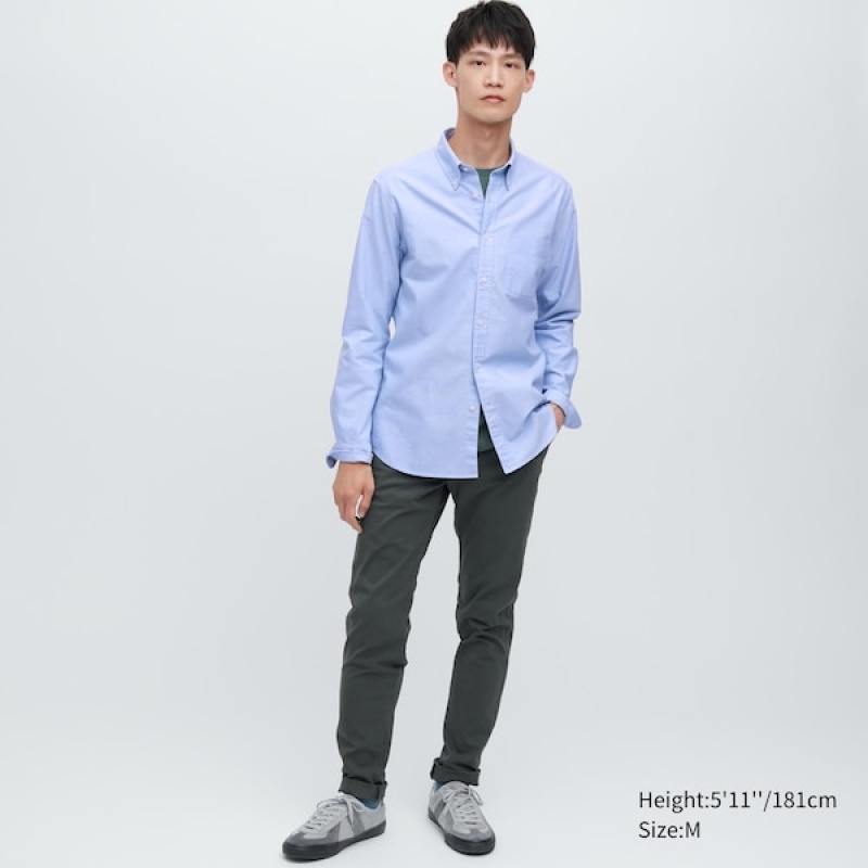 Uniqlo Premium Linen Long-Sleeve Skjorte Herre Hvide | 5304-CZRFD