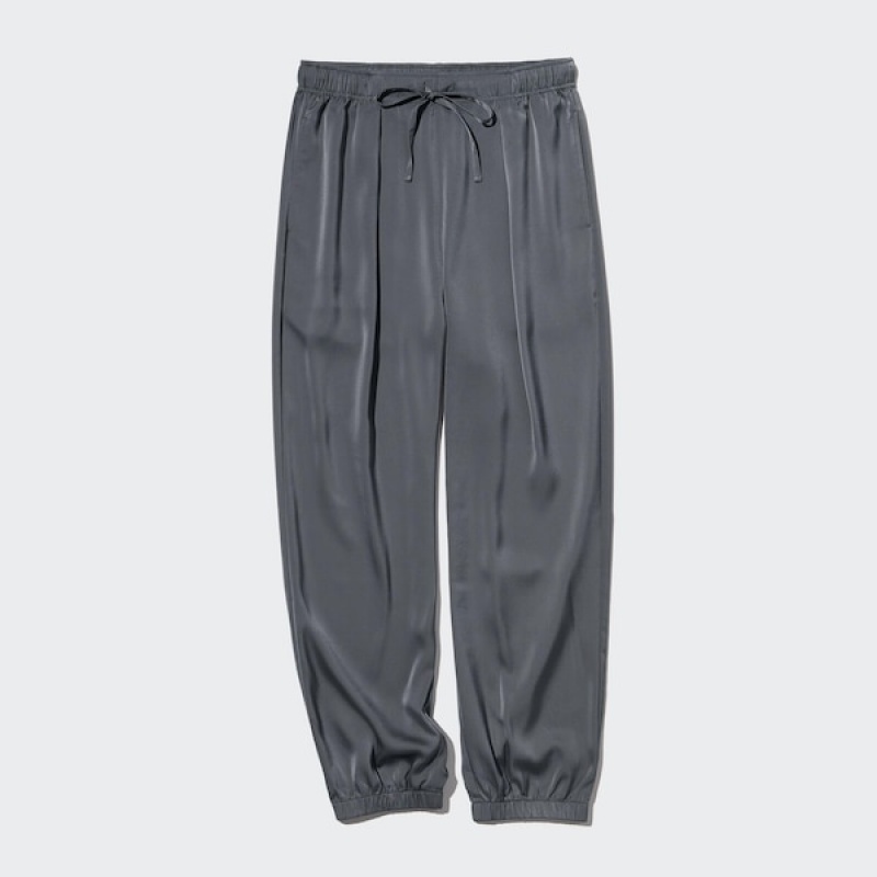 Uniqlo Satin Drape Joggers Dame Mørkegrå | 2539-ZEVAY