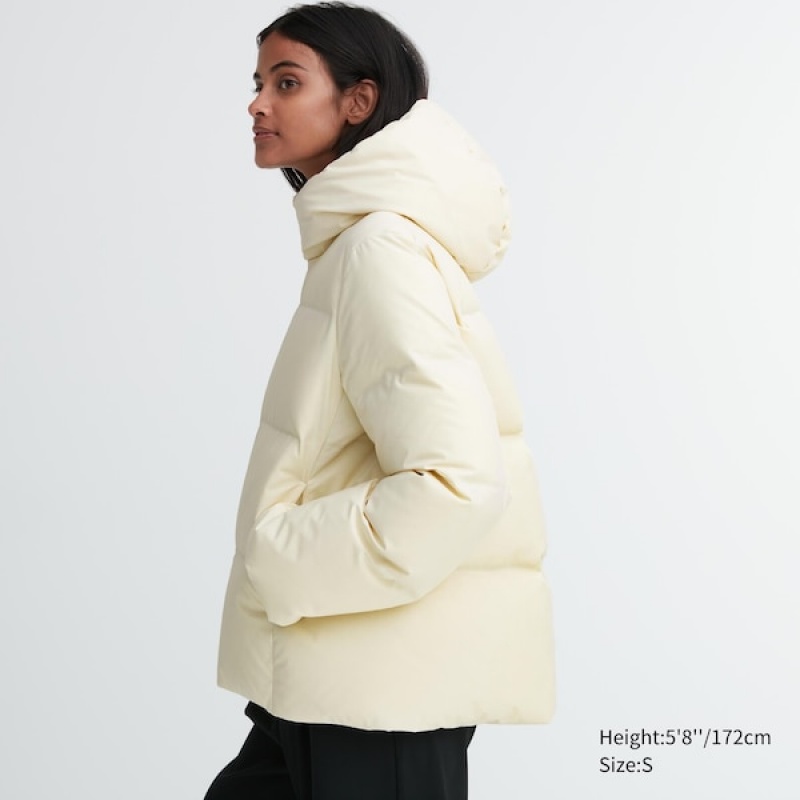 Uniqlo Seamless Down Parka Dame Hvide | 3601-VJQBK