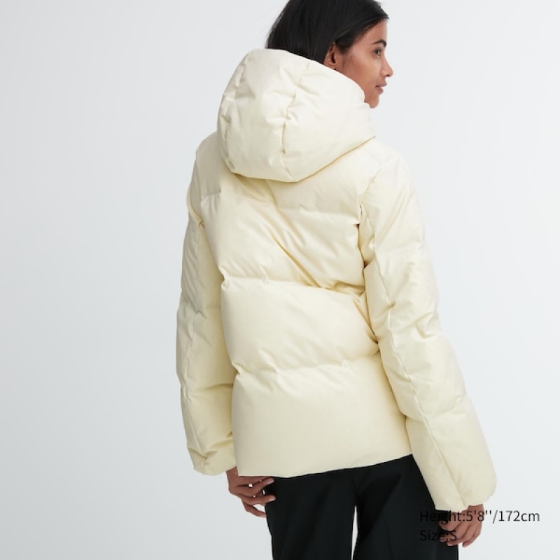 Uniqlo Seamless Down Parka Dame Hvide | 3601-VJQBK