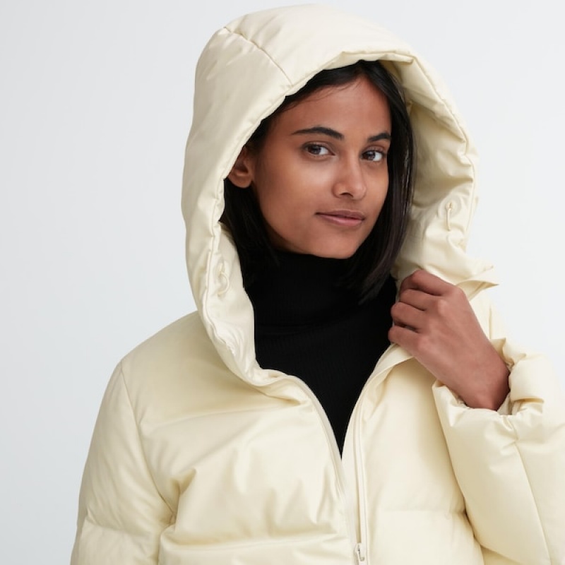 Uniqlo Seamless Down Parka Dame Hvide | 3601-VJQBK