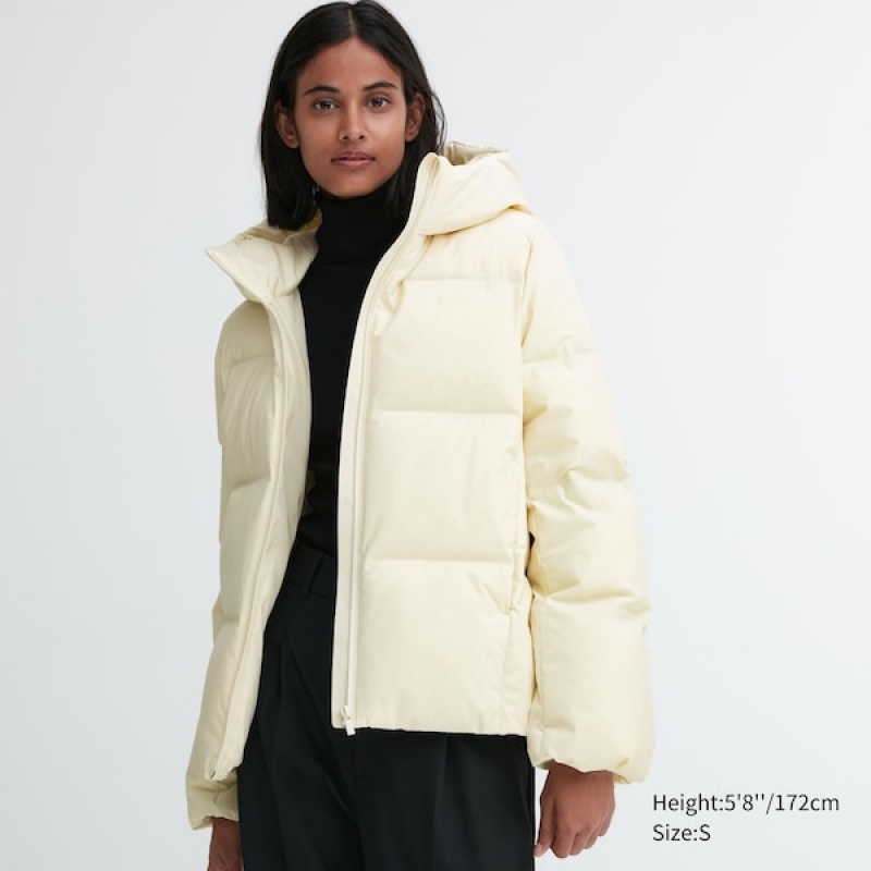 Uniqlo Seamless Down Parka Dame Hvide | 3601-VJQBK