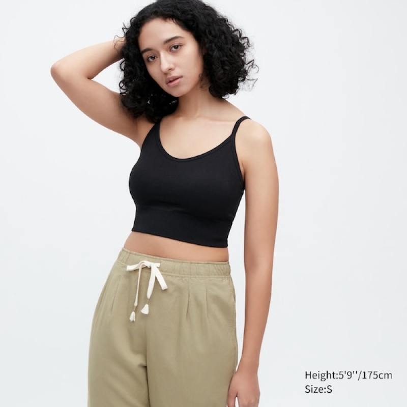 Uniqlo Seamless Half Camisole BH Dame Sort | 0829-MZVGS