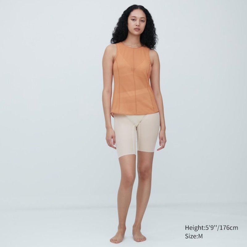 Uniqlo Sheer Uden Ærmer Toppe Dame Brune | 5980-LYPKA