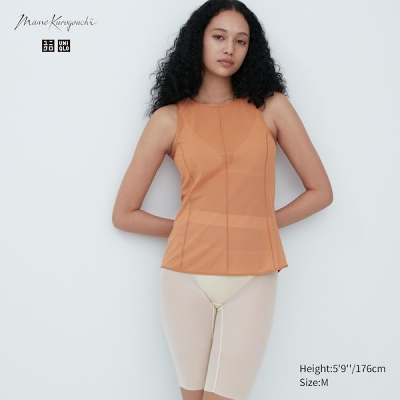 Uniqlo Sheer Uden Ærmer Toppe Dame Brune | 5980-LYPKA