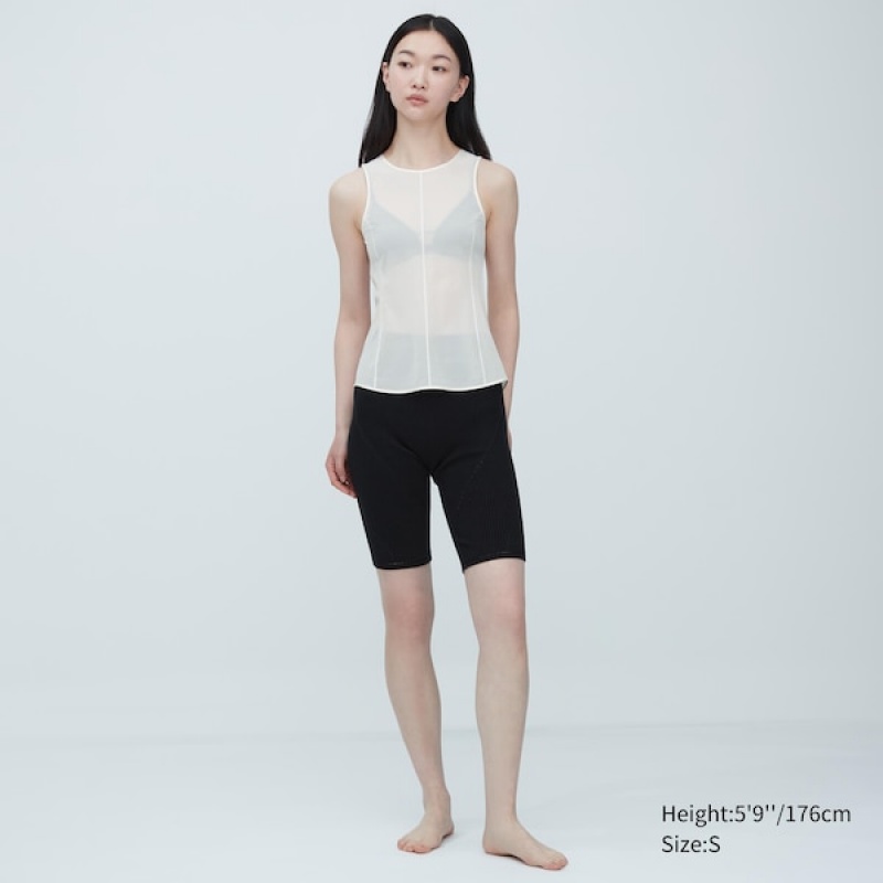 Uniqlo Sheer Uden Ærmer Toppe Dame Hvide | 8623-FYCVP