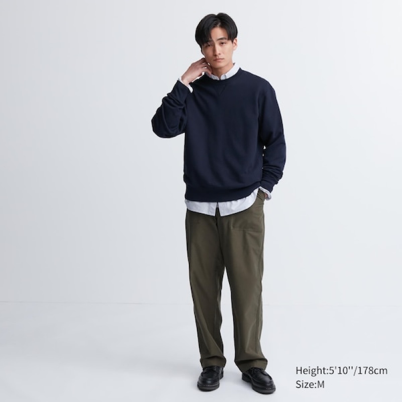 Uniqlo Side-Stripe Sweatshirts Herre Blå | 0597-MSNGO