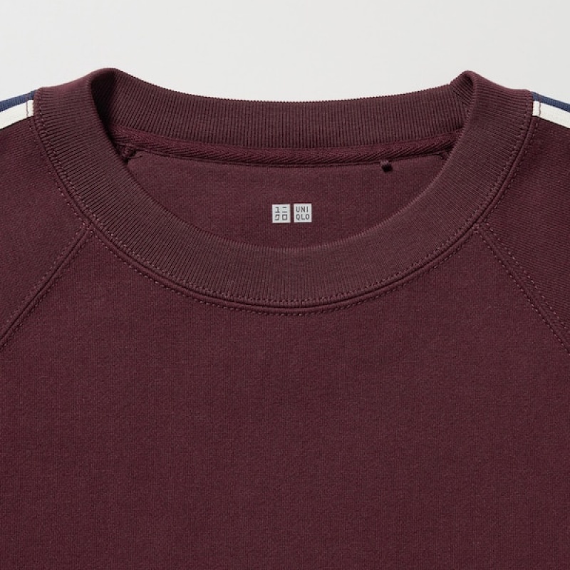 Uniqlo Side-Stripe Sweatshirts Herre Bordeaux | 7056-DEQAJ