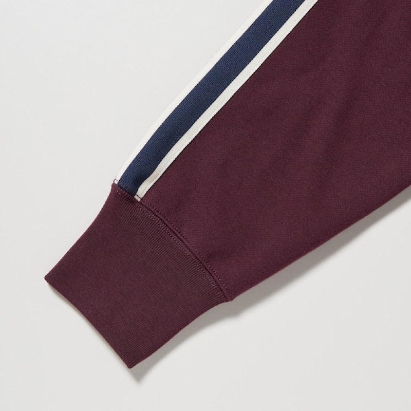 Uniqlo Side-Stripe Sweatshirts Herre Bordeaux | 7056-DEQAJ