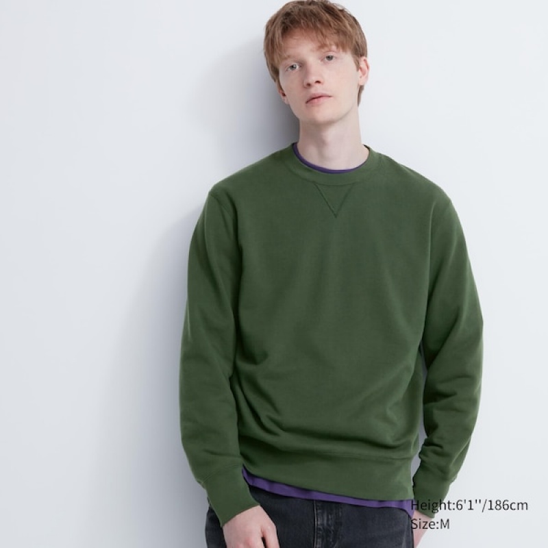 Uniqlo Side-Stripe Sweatshirts Herre Grøn | 3206-GACPQ