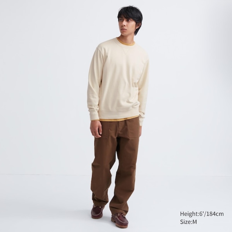 Uniqlo Side-Stripe Sweatshirts Herre Hvide | 5986-GPHSC