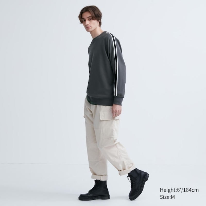 Uniqlo Side-Stripe Sweatshirts Herre Mørkegrå | 6910-MNIWC