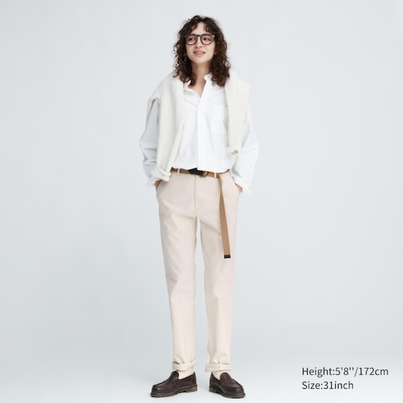 Uniqlo Slim-Fit Chino Bukser Dame Beige | 3457-FJQKL