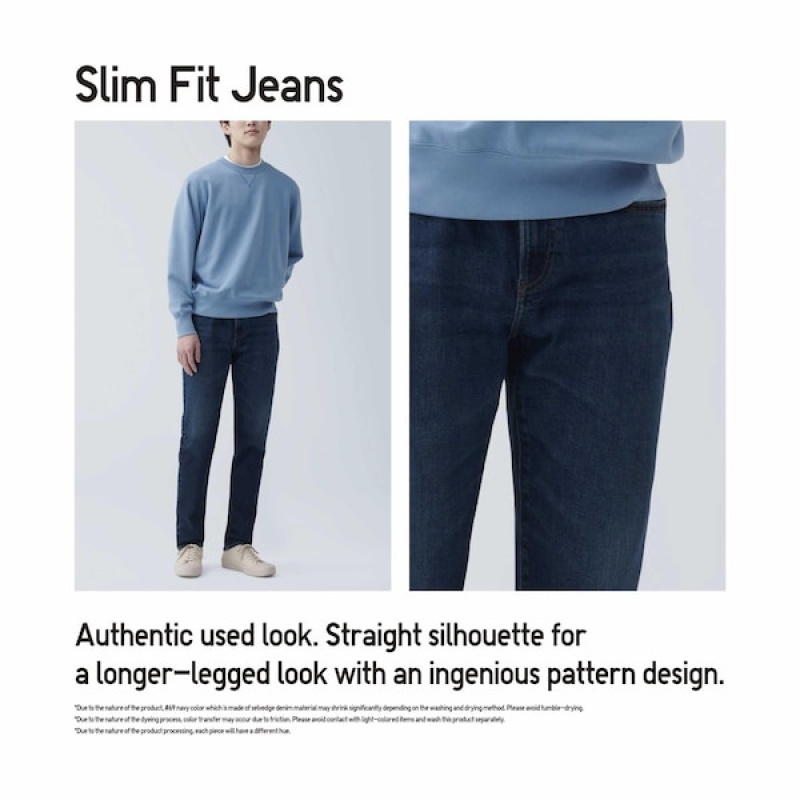 Uniqlo Slim-Fit Jeans Herre Blå | 3295-KOQDG