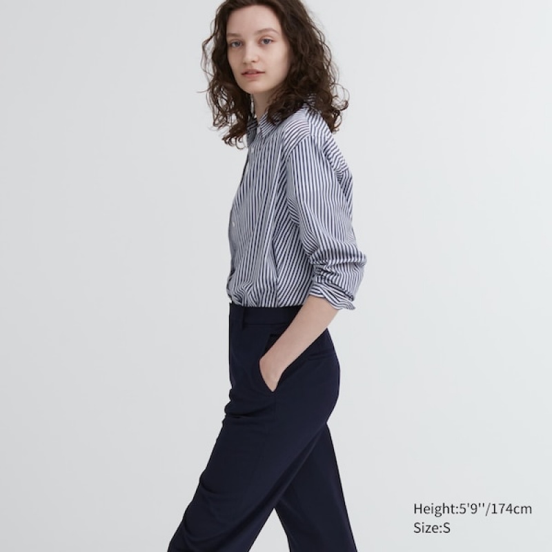 Uniqlo Smart Ankle Bukser Dame Mørkeblå | 0216-EPAQL