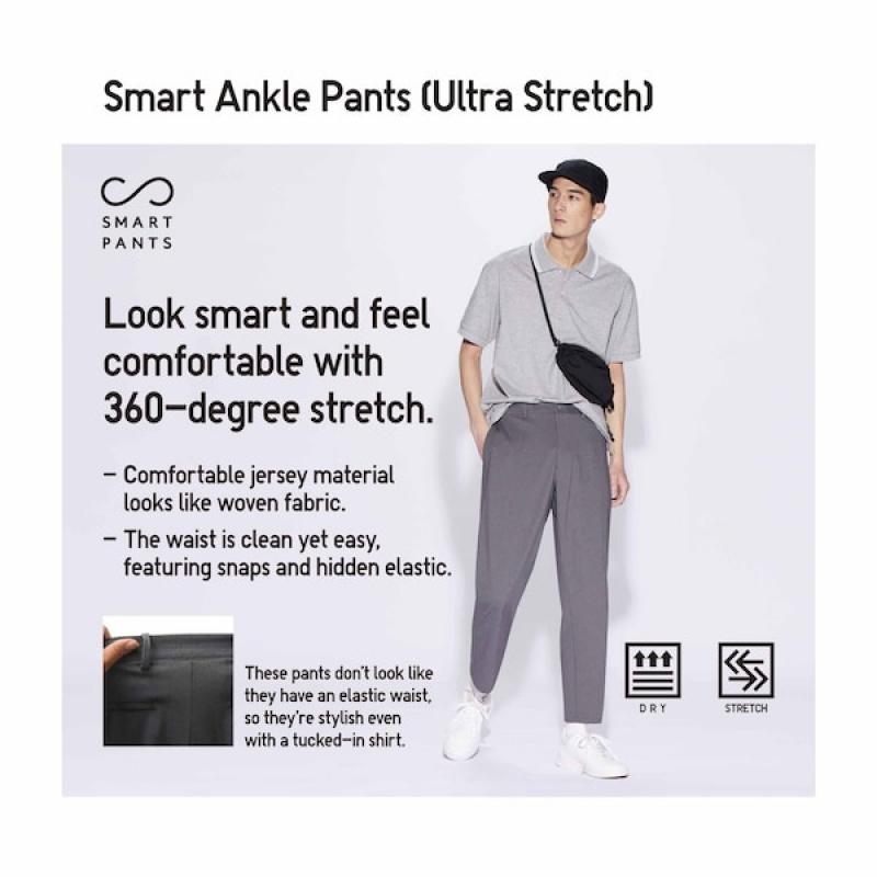 Uniqlo Smart Ankle Bukser Herre Grå | 3257-VWYDP