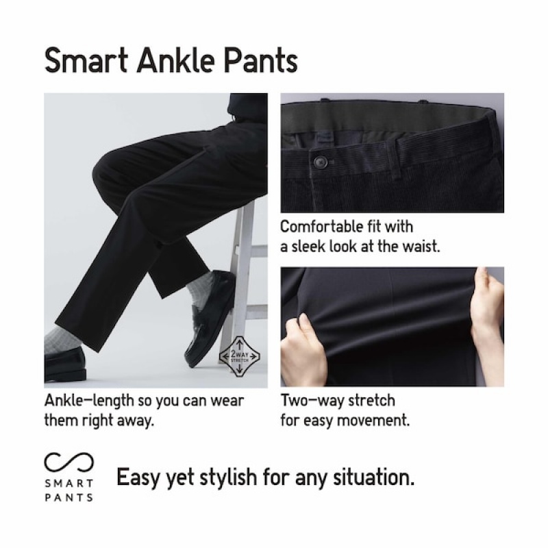 Uniqlo Smart Ankle Bukser Herre Grå | 4261-ZHEQT