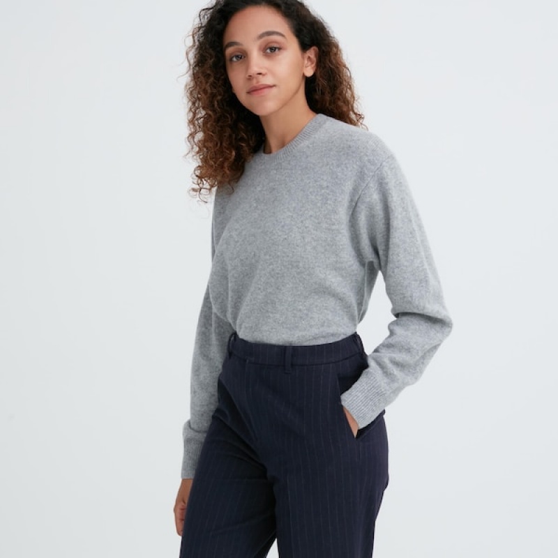 Uniqlo Smart Brushed Ankle Bukser Dame Mørkeblå | 7091-XTNVF