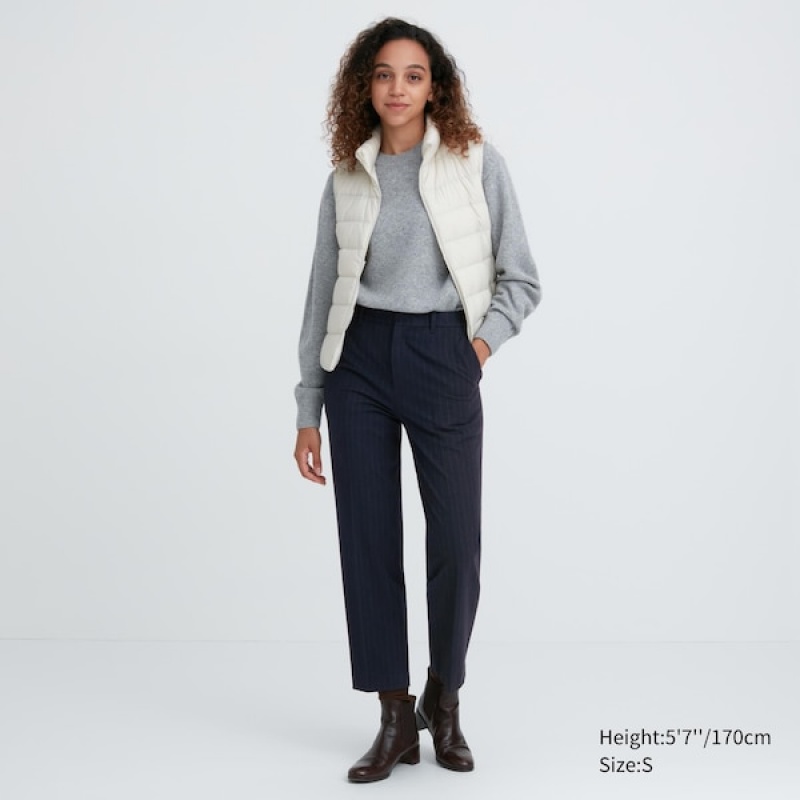 Uniqlo Smart Brushed Ankle Bukser Dame Mørkeblå | 7091-XTNVF