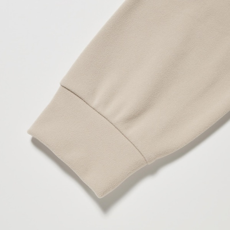 Uniqlo Smooth Fleece Mock Neck Long-Sleeve T Shirts Herre Beige | 4569-BWTJR