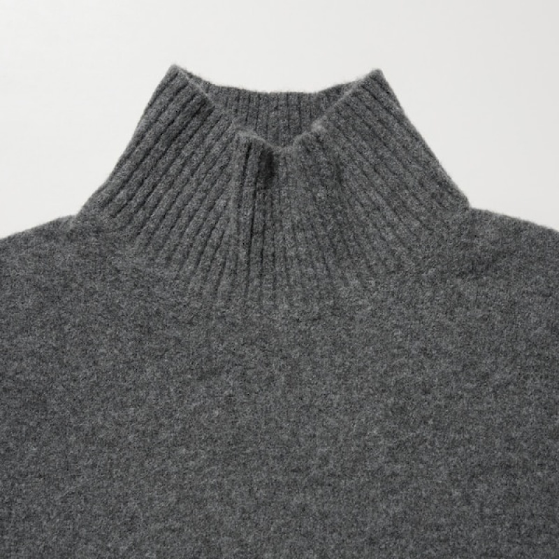 Uniqlo Souffle Yarn High Neck Long-Sleeve Trøjer Dame Grå | 8739-RAUKO