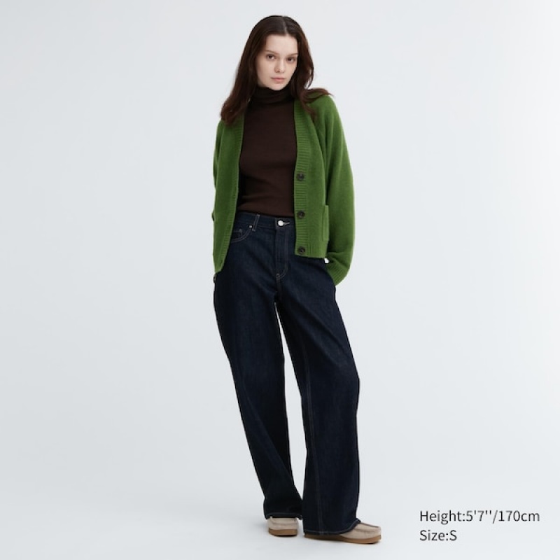 Uniqlo Souffle Yarn Kort Cardigan Dame Grøn | 1065-SYPIG