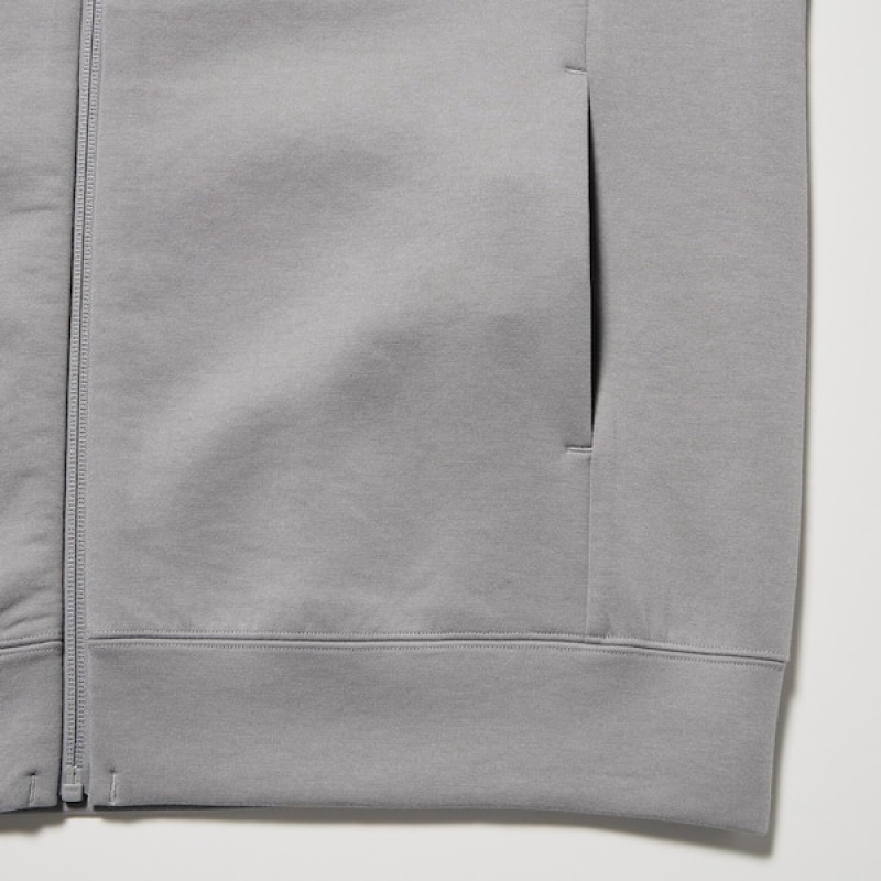 Uniqlo Stretch Dry Sweat Long-Sleeve Full-Zip Hættetrøje Herre Grå | 0758-TGUYE