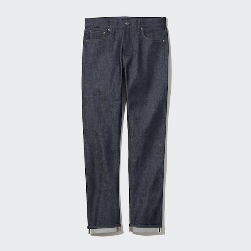 Uniqlo Stretch Selvedge Slim-Fit Jeans Herre Mørkeblå | 7841-BGFXZ