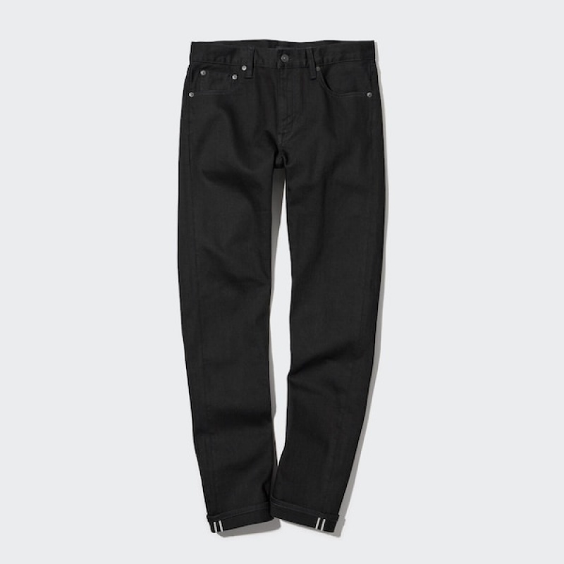 Uniqlo Stretch Selvedge Slim-Fit Jeans Herre Sort | 3109-UVZKY