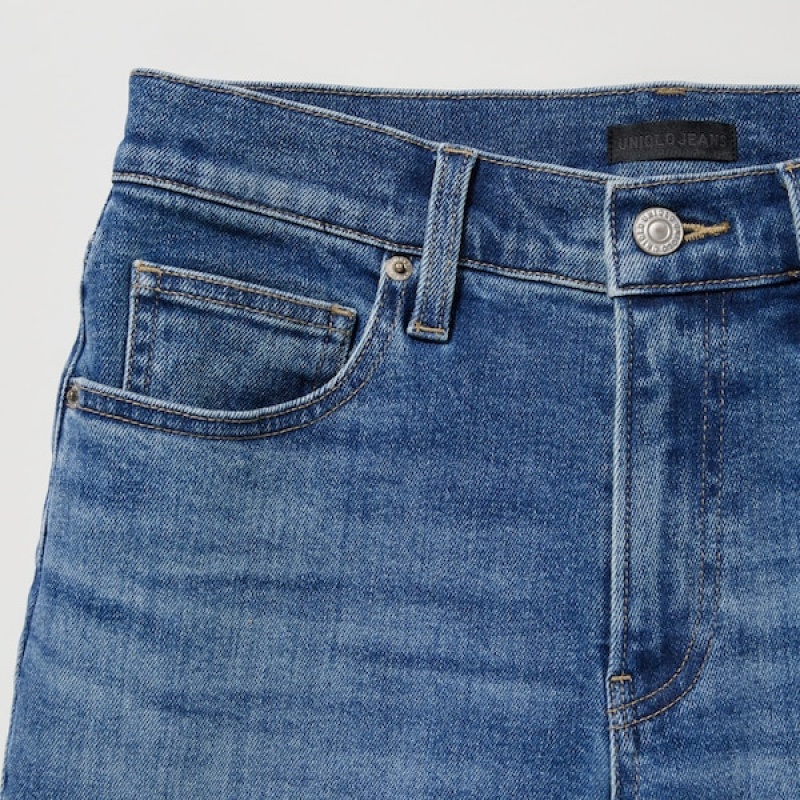 Uniqlo Stretch Slim Lige Jeans Dame Blå | 1268-YOPWN