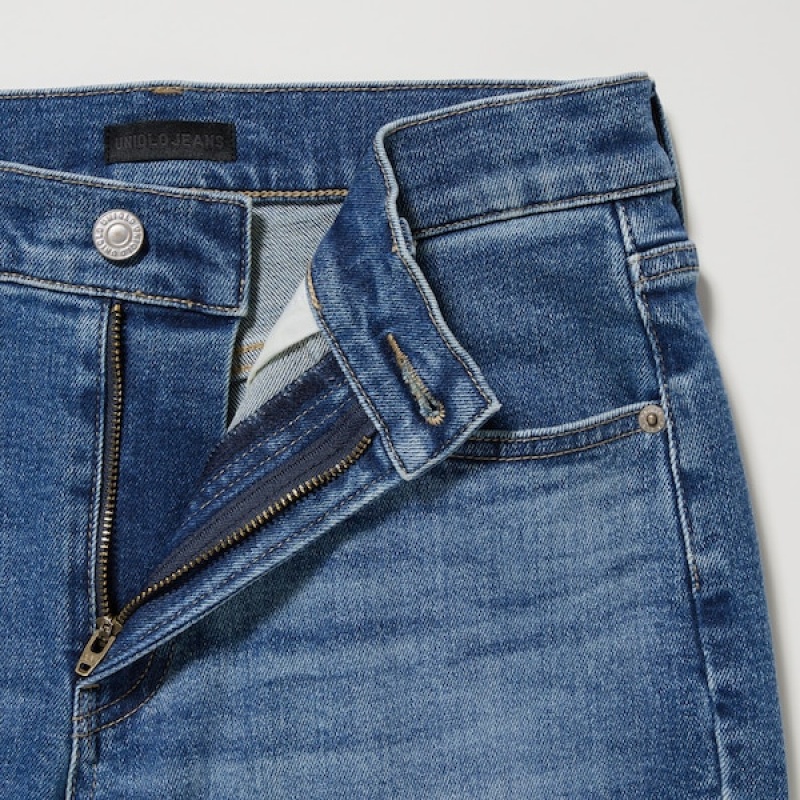 Uniqlo Stretch Slim Lige Jeans Dame Blå | 1268-YOPWN