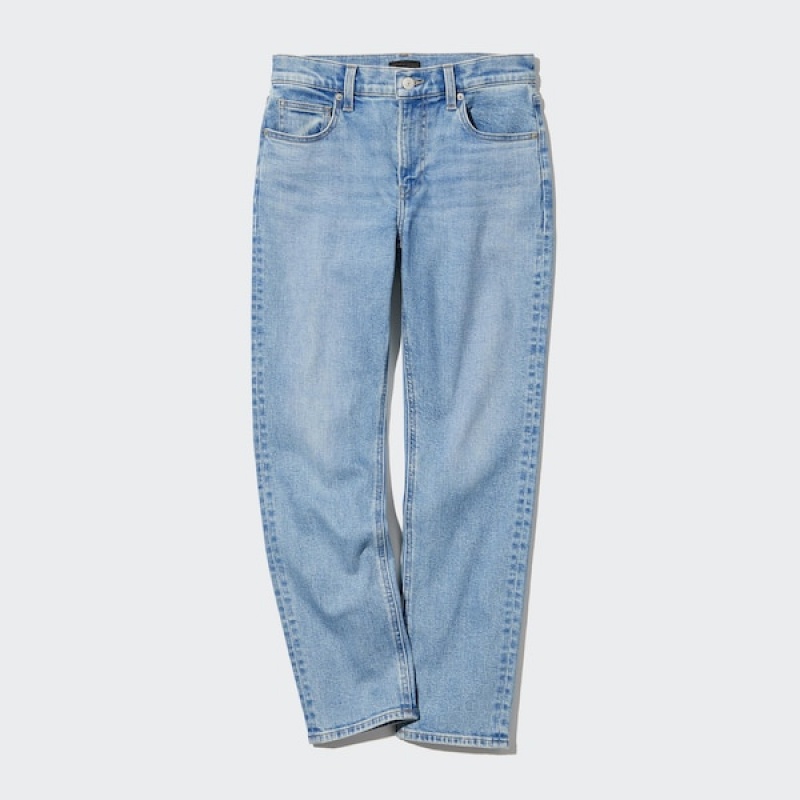 Uniqlo Stretch Slim Lige Jeans Dame Blå | 1076-SGXVI