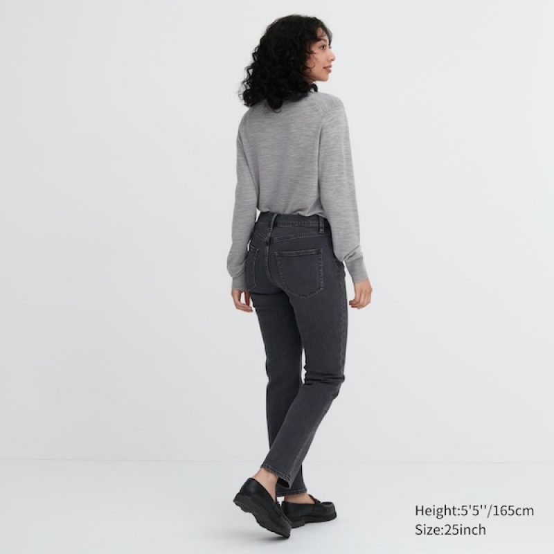 Uniqlo Stretch Slim Lige Jeans Dame Grå | 5279-VYRZB