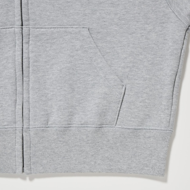 Uniqlo Sweat Full-Zip Long-Sleeve Hættetrøje Dame Grå | 2431-AISZU