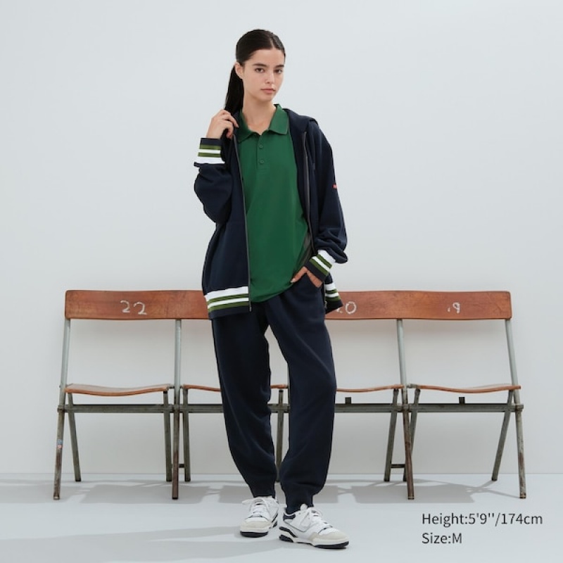 Uniqlo Sweat Full-Zip Long-Sleeve Sweatshirts Dame Mørkeblå | 9057-PCEIW