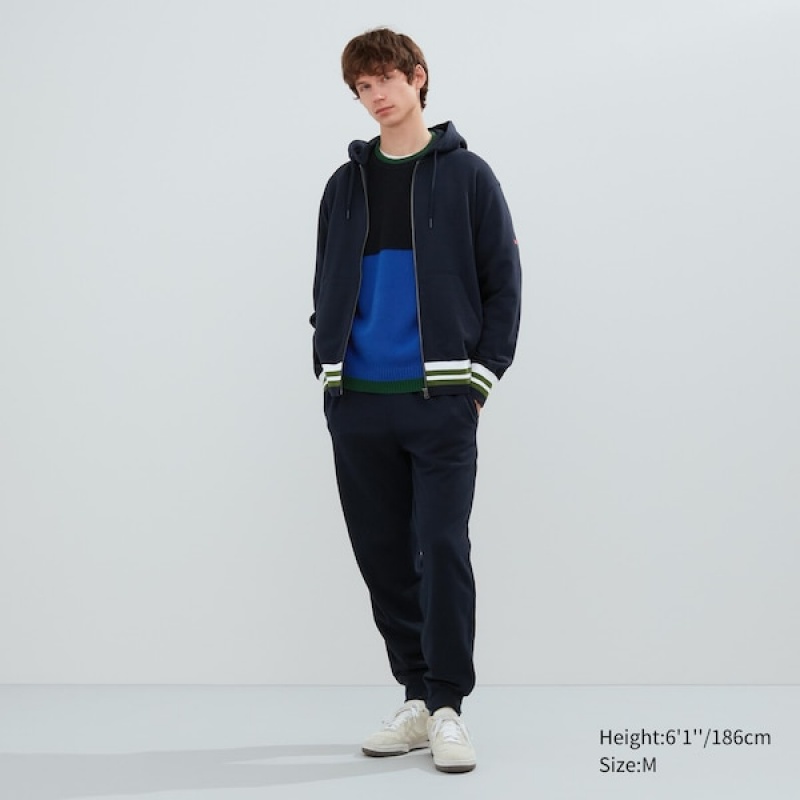 Uniqlo Sweat Full-Zip Long-Sleeve Sweatshirts Herre Mørkeblå | 7601-ZTCRK