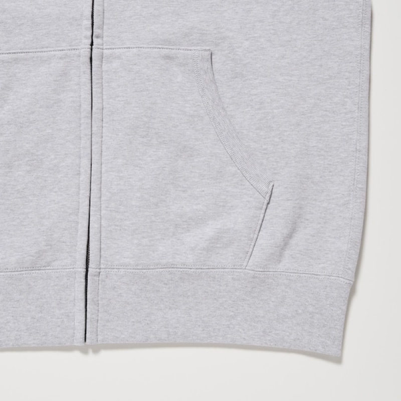 Uniqlo Sweat Long-Sleeve Full-Zip Hættetrøje Herre Grå | 9710-UFTNS