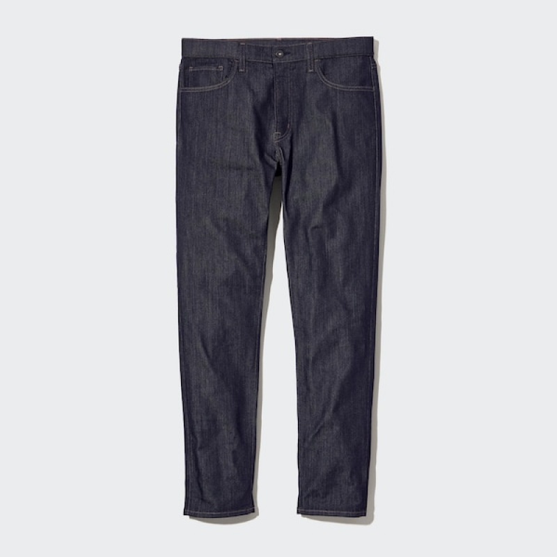 Uniqlo Tech Denim Mager Fit Jeans Herre Sort | 8543-HNCYM