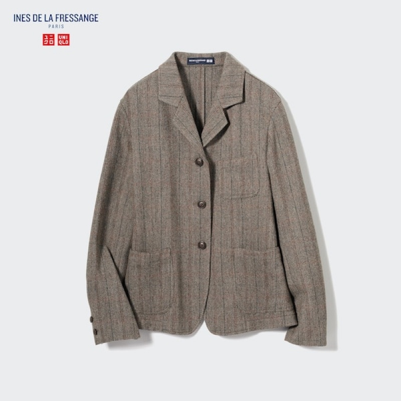 Uniqlo Tweed Checked Overalls Dame Grå | 4563-XOZFQ