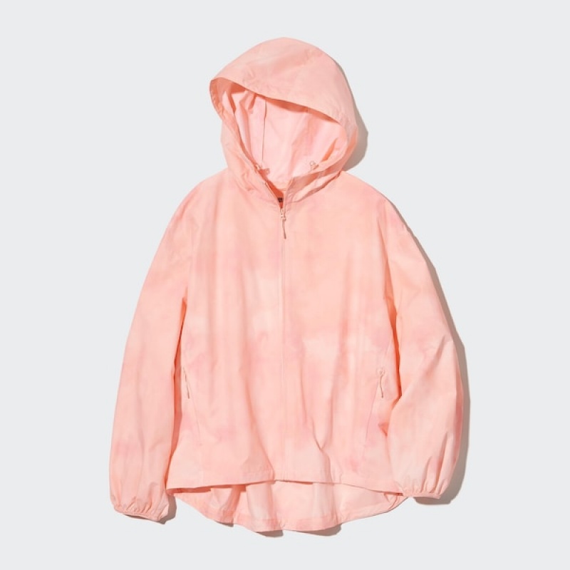 Uniqlo UV Protection Printed Pocketable Parka Dame Lyserød | 3612-OJGUR