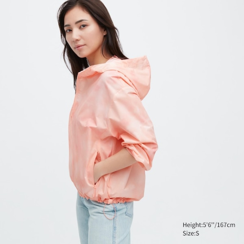 Uniqlo UV Protection Printed Pocketable Parka Dame Lyserød | 3612-OJGUR