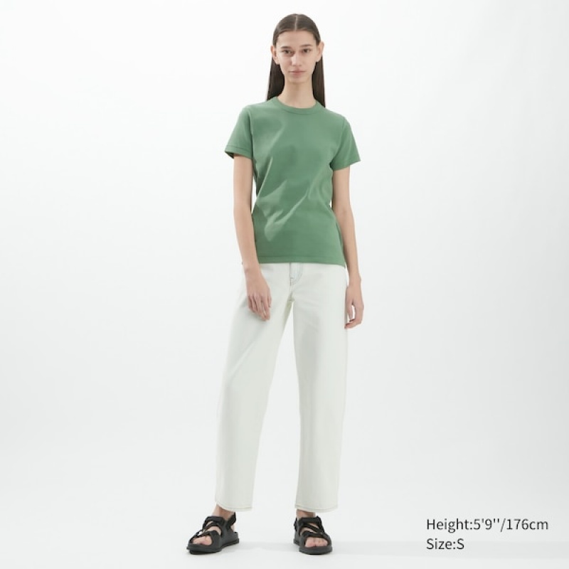 Uniqlo U Crew Neck Kort-Sleeve T Shirts Dame Grøn | 6219-MSUWR