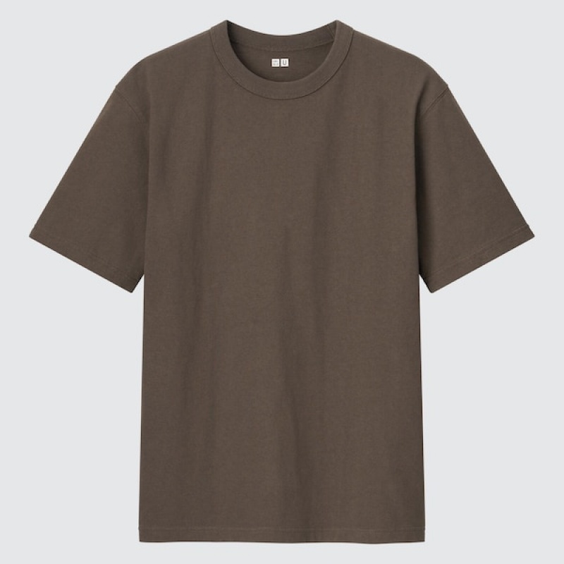 Uniqlo U Crew Neck Kort-Sleeve T Shirts Dame Mørkegrå | 4183-KRPUS