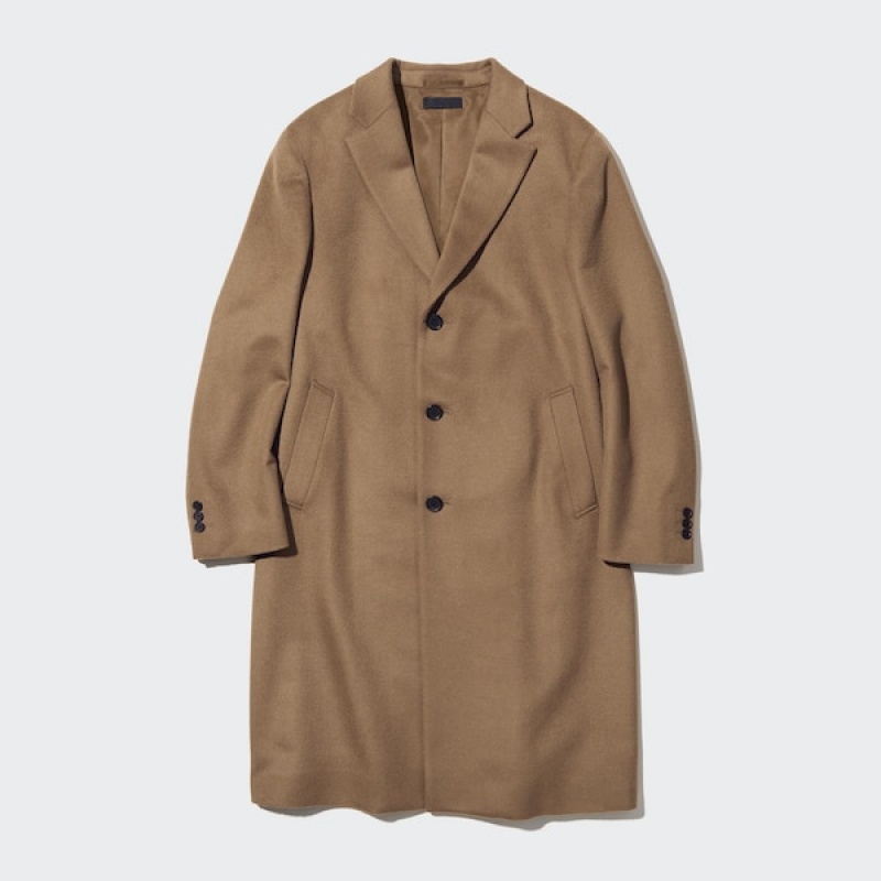 Uniqlo Uld Cashmere Chesterfield Frakker Herre Brune | JXNUKP-347