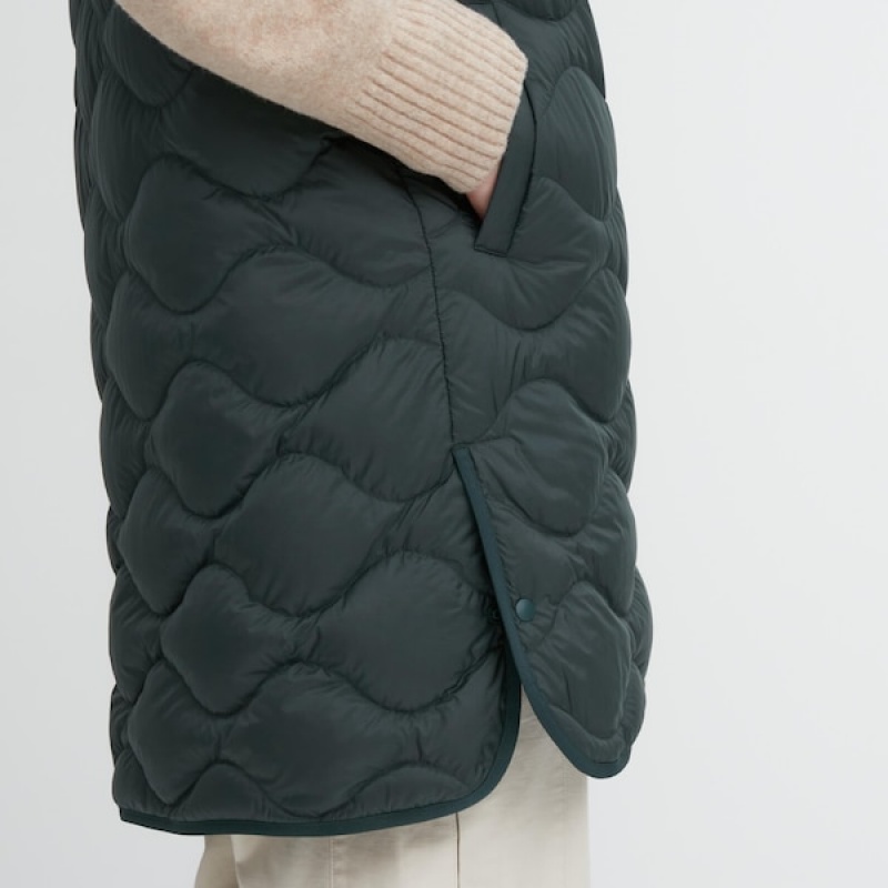 Uniqlo Ultra Light Down Long Vest Dame Mørkegrøn | 5023-PJXHL