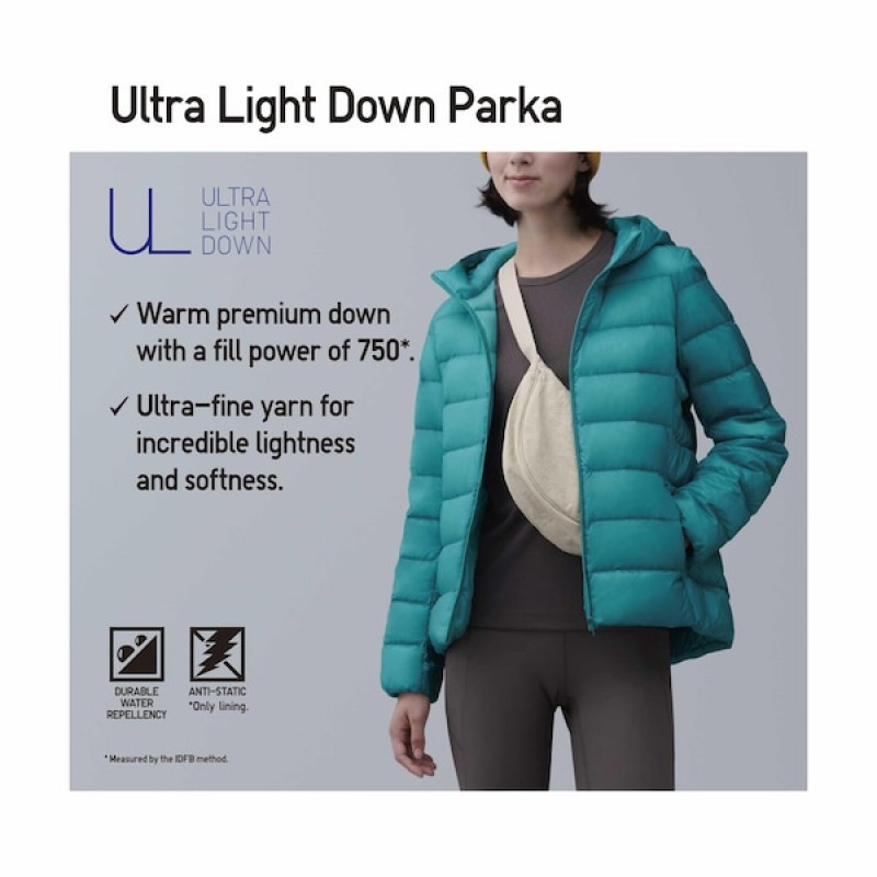 Uniqlo Ultra Light Down Parka Dame Mørkeblå | 9856-EFWUZ