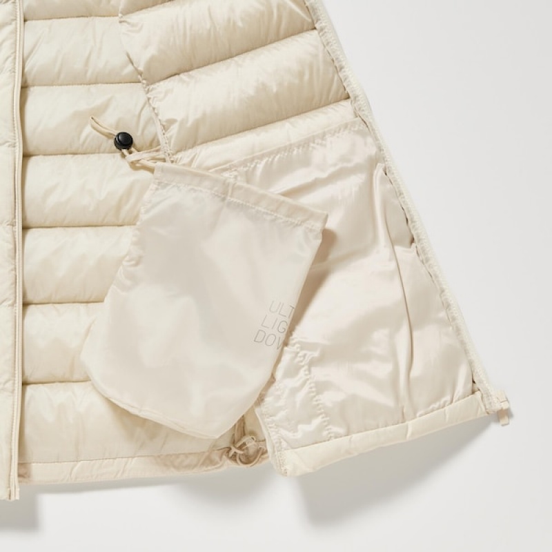 Uniqlo Ultra Light Down Vest Dame Hvide | 7092-UGPVQ