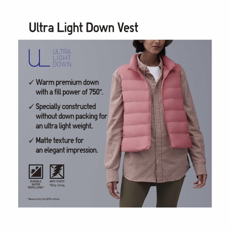 Uniqlo Ultra Light Down Vest Dame Hvide | 7092-UGPVQ