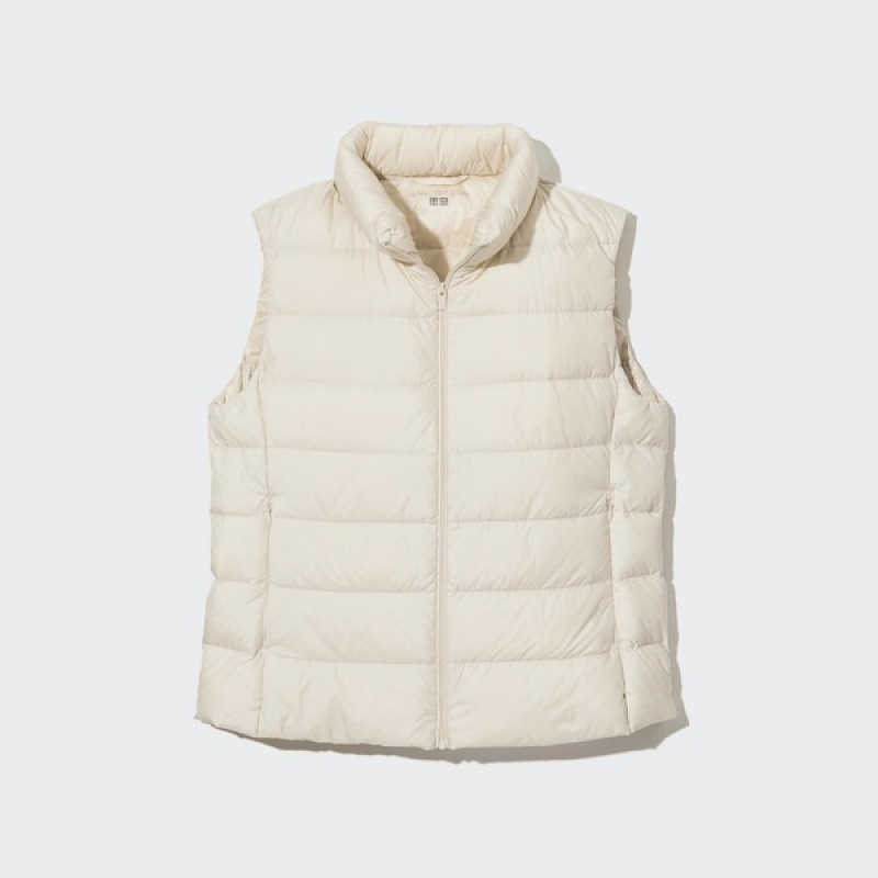 Uniqlo Ultra Light Down Vest Dame Hvide | 7092-UGPVQ