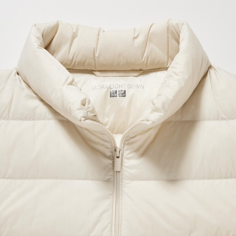 Uniqlo Ultra Light Down Vest Dame Hvide | 7092-UGPVQ